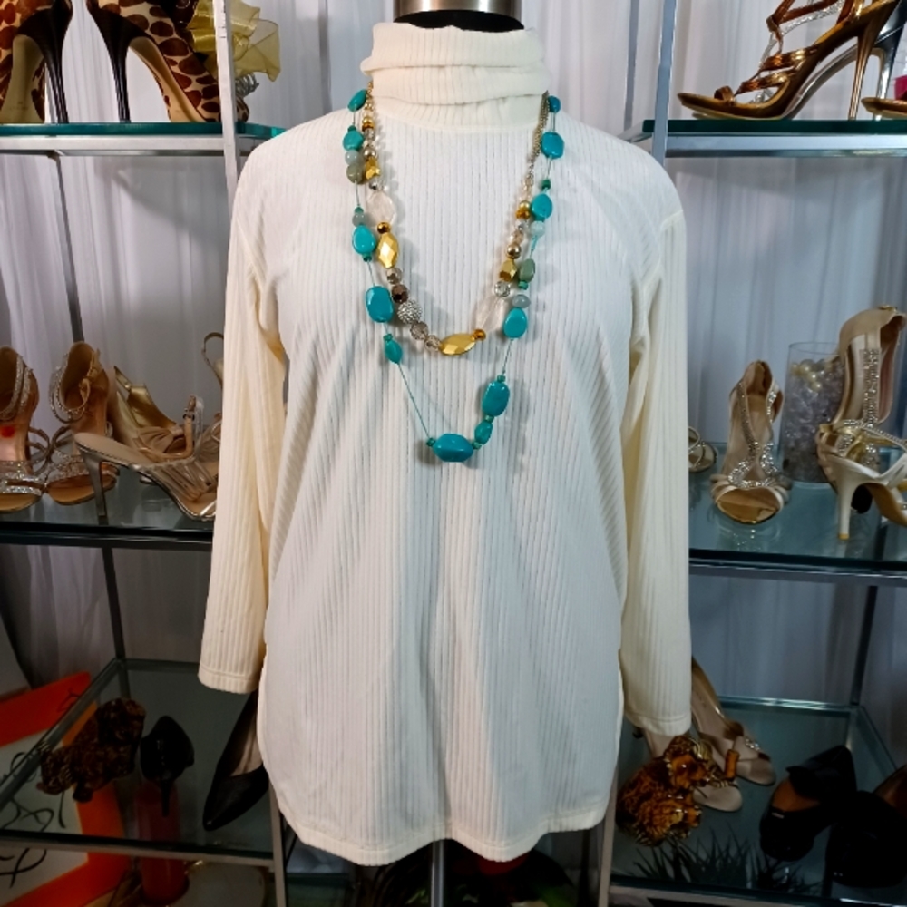 SJB Sport, Ivory Pull-Over Longsleeves Sweater Top, Size:L